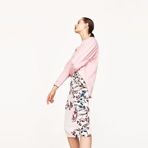 Zara Cream Floral Pencil Skirt